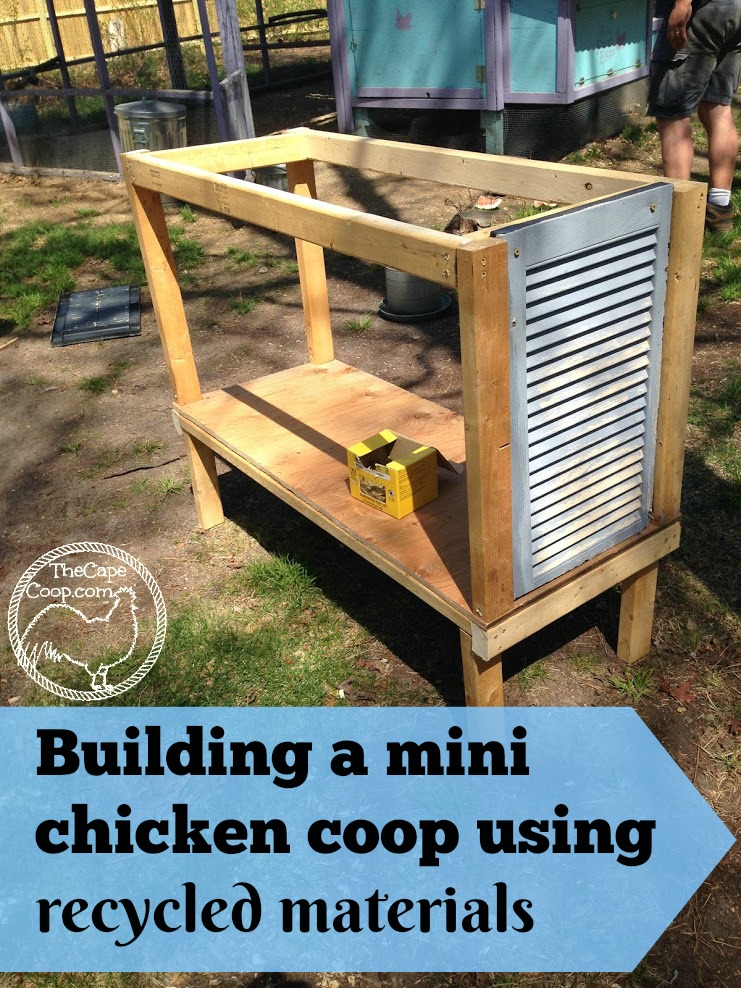 Building a mini chicken coop with recycled materials